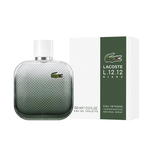 LACOSTE L.12.12 BLANC EAU INTENSE 3.3 EAU DE TOILETTE SPRAY FOR MEN.