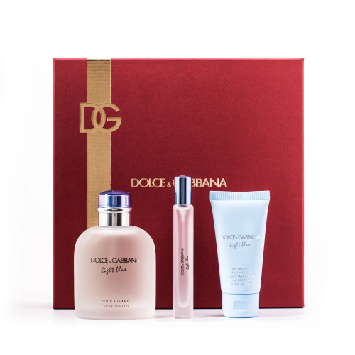 DOLCE & GABBANA LIGHT BLUE POUR HOMME 3 PCS SET: 4.2 EAU DE TOILETTE SPRAY + 0.33 EAU DE TOILETTE SPRAY + 1.7 SHOWER GEL