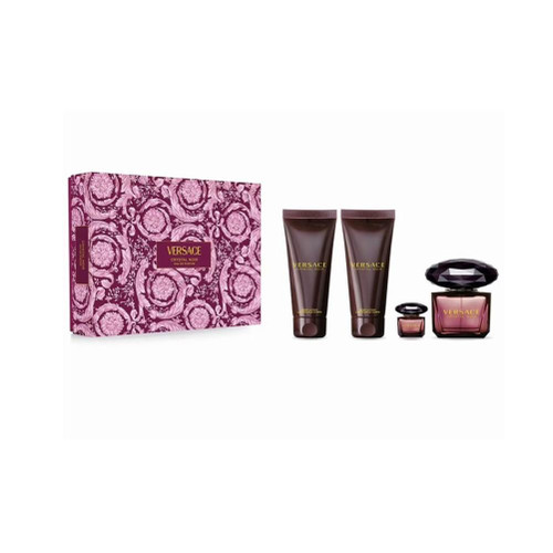 VERSACE CRYSTAL NOIR 4 PCS SET FOR WOMEN: 3 OZ EAU DE PARFUM SPRAY + 3.4 SHOWER GEL + 3.4 BODY LOTION + 0.17 EAU DE PARFUM