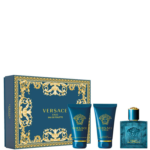 VERSACE EROS 3 PCS SET FOR MEN: 1.7 EAU DE TOILETTE SPRAY + 1.7 SHOWER GEL + 1.7 AFTER SHAVE VERSACE EROS 3 PCS SET FOR MEN: 1.7 EAU DE TOILETTE SPRAY + 1.7 SHOWER GEL + 1.7 AFTER SHAVE