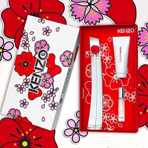 KENZO FLOWER 3 PCS SET FOR WOMEN: 3.4 EAU DE PARFUM SPRAY + 0.33 EAU DE PARFUM SPRAY + 2.5 BODY LOTION
