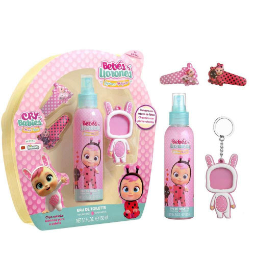 CRY BABIES 3 PCS SET: 5.1 EAU DE TOILETTE SPRAY + HAIR CLIPS + KEYCHAIN