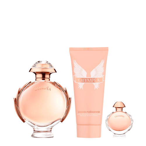 PACO RABANNE OLYMPEA 3 PCS SET FOR WOMEN: 2.7 EAU DE PARFUM SPRAY + 3.4 BODY LOTION + 0.2 EAU DE PARFUM MINI