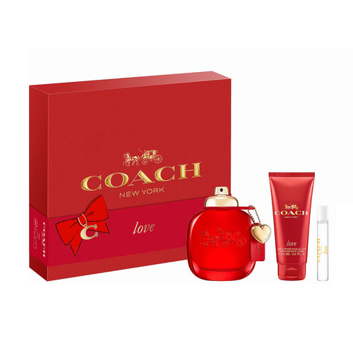 COACH LOVE 3 PCS SET FOR WOMEN: 3 OZ EAU DE PARFUM SPRAY + 3.4 BODY LOTION + 0.25 EAU DE PARFUM SPRAY