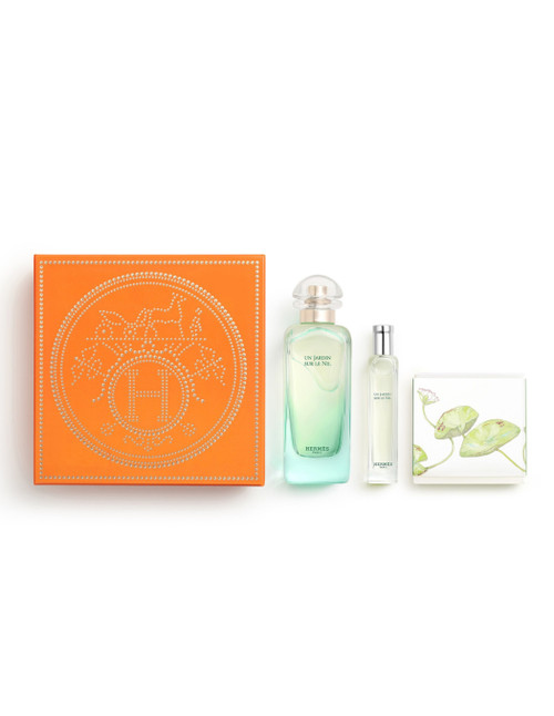 HERMES UN JARDIN SUR LE NIL 3 PCS SET FOR WOMEN: 3.4 EAU DE TOILETTE SPRAY + 0.5 EAU DE TOILETTE SPRAY + 1.7 SOAP