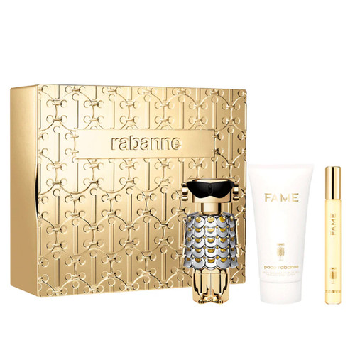 PACO RABANNE FAME 3 PCS SET FOR WOMEN: 1.7 EAU DE PARFUM SPRAY + 2.5 BODY LOTION + 0.33 EAU DE PARFUM SPRAY