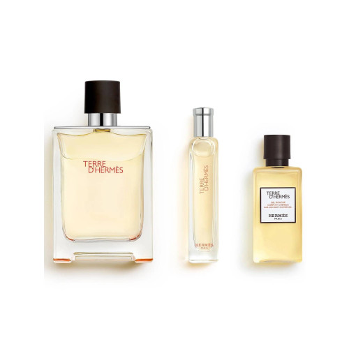HERMES TERRE D'HERMES 3 PCS SET FOR MEN: 3.3 EAU DE TOILETTE SPRAY + 0.5 EAU DE TOILETTE SPRAY + 1.35 BODY AND SHOWER GEL HERMES TERRE D'HERMES 3 PCS SET FOR MEN: 3.3 EAU DE TOILETTE SPRAY + 0.5 EAU DE TOILETTE SPRAY + 1.35 BODY AND SHOWER GEL