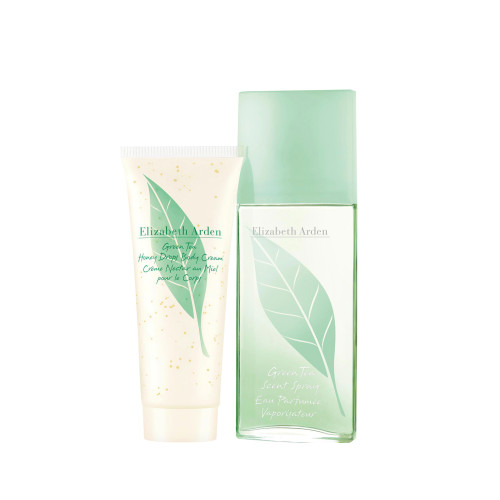 GREEN TEA 2 PCS SET FOR WOMEN: EAU PARFUMEE 3.3 SCENT SPRAY + HONEY DROPS 3.3 BODY CREAM