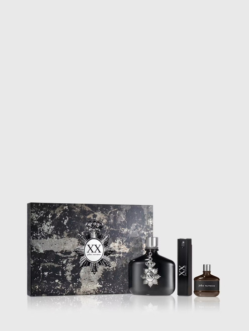 JOHN VARVATOS XX 3 PCS SET FOR MEN: 4.2 EAU DE TOILETTE SPRAY + 0.57 EAU DE TOILETTE SPRAY + 0.5 EAU DE TOILETTE MINI