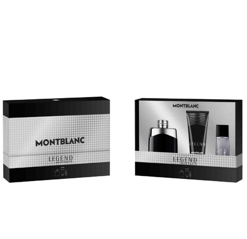 MONT BLANC LEGEND 3 PCS SET FOR MEN: 3.3 EAU DE TOILETTE SPRAY + 0.5 EAU DE TOILETTE SPRAY + 3.3 SHOWER GEL