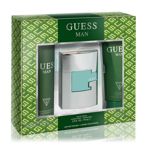 GUESS 3 PCS SET FOR MEN: 2.5 EAU DE TOILETTE SPRAY + 6 OZ BODY SPRAY + 6.7 SHOWER GEL.