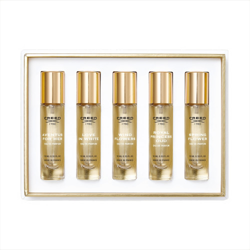 CREED 5 * 0.33 EAU DE PARFUM SPRAY SET FOR WOMEN: AVENTUS FOR HER + LOVE IN WHITE + WIND FLOWERS + ROYAL PRINCESS OUD  + SPRING FLOWER