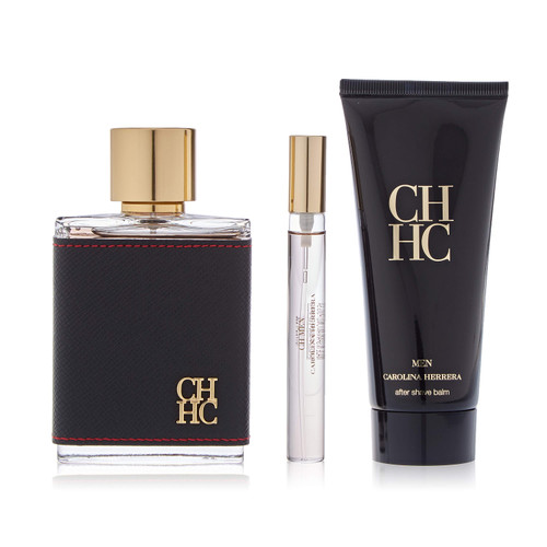 CAROLINA HERRERA CH 3 PCS SET FOR MEN: 3.4 EAU DE TOILETTE SPRAY + 0.34 EAU DE TOILETTE SPRAY + 3.4 AFTER SHAVE BALM.