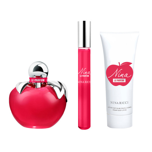 NINA RICCI NINA LE PARFUM 3 PCS SET FOR WOMEN: 2.7 EAU DE PARFUM SPRAY + 0.34 EAU DE PARFUM ROLL-ON + 2.5 BODY LOTION
