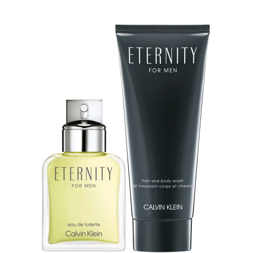 CALVIN KLEIN ETERNITY 2 PCS SET FOR MEN: 1 OZ EAU DE TOILETTE SPRAY + 3.3 HAIR & BODY WASH