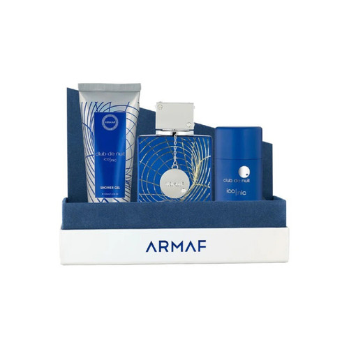 ARMAF CLUB DE NUIT ICONIC 3 PCS SET FOR MEN: 3.6 EAU DE PARFUM SPRAY + 3.4 SHOWER GEL + 2.65 DEODORANT STICK