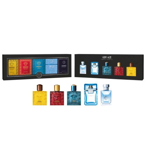 VERSACE 5 PCS MINI SET: POUR HOMME 5 ML EAU DE TOILETTE + EAU FRAICHE 5 ML EAU DE TOILETTE + EROS 5 ML EAU DE TOILETTE + EROS FLAME 5 ML EAU DE PARFUM + EROS ENERGY 5 ML EAU DE PARFUM