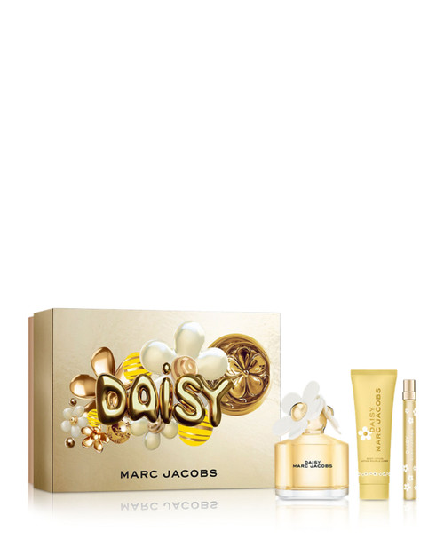 MARC JACOBS DAISY 3 PCS SET FOR WOMEN: 3.3 EAU DE TOILETTE SPRAY + 0.33 EAU DE TOILETTE SPRAY + 2.5 BODY LOTION...