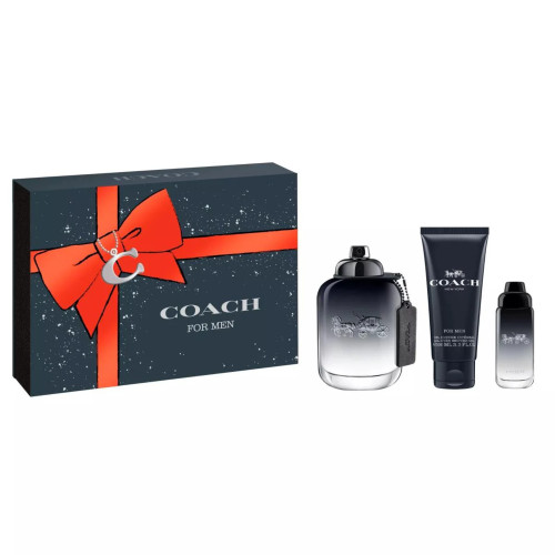 COACH NEW YORK 3 PCS SET FOR MEN: 3.3 EAU DE TOILETTE SPRAY + 0.5 EAU DE TOILETTE SPRAY + 3.3 SHOWER GEL...