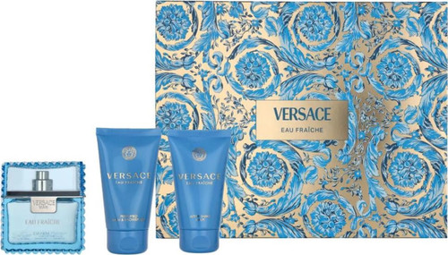VERSACE EAU FRAICHE 3 PCS SET FOR MEN: 1.7 EAU DE TOILETTE SPRAY + 1.7 SHOWER GEL + 1.7 AFTER SHAVE