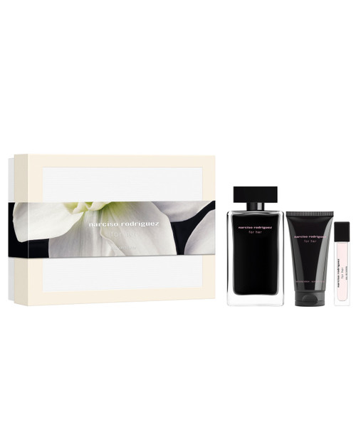 NARCISO RODRIGUEZ FOR HER 3 PCS SET: 3.3 EAU DE TOILETTE SPRAY + 0.33 EAU DE TOILETTE SPRAY + 1.6 BODY LOTION.