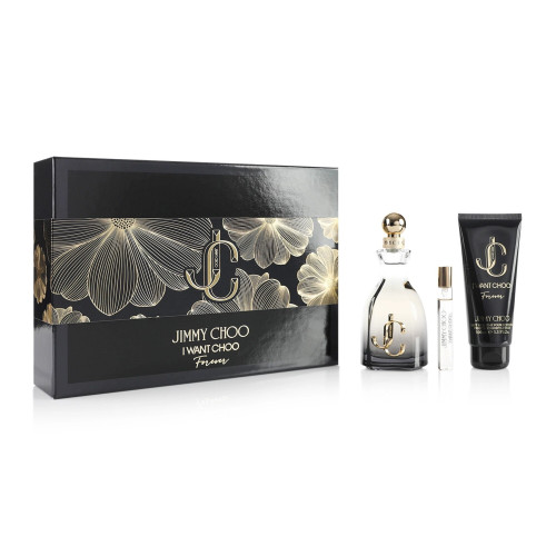 JIMMY CHOO I WANT CHOO FOREVER 3 PCS SET FOR WOMEN: 3.3 EAU DE PARFUM SPRAY + 0.25 EAU DE PARFUM SPRAY + 3.3 BODY LOTION..