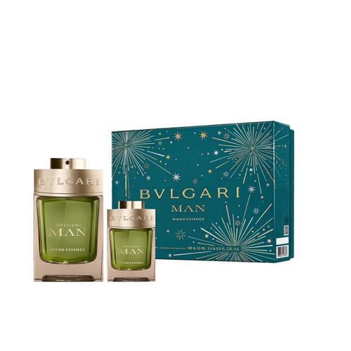 BVLGARI MAN WOOD ESSENCE 2 PCS SET FOR MEN: 3.4 EAU DE PARFUM SPRAY + 0.5 EAU DE PARFUM TRAVEL SPRAY