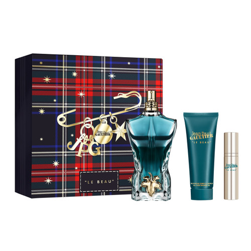 JEAN PAUL GAULTIER LE BEAU LE PARFUM 3 PCS SET FOR MEN: 4.2 EAU DE PARFUM SPRAY + 2.5 SHOWER GEL + 0.33 EAU DE PARFUM TRAVEL SPRAY