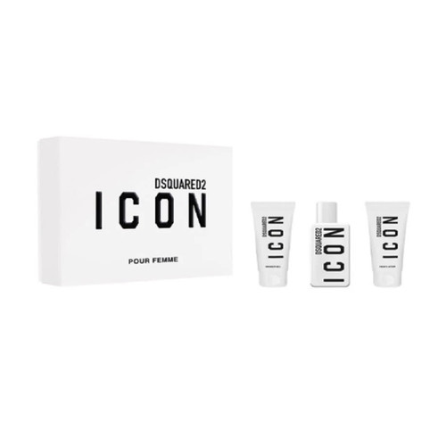 DSQUARED2 ICON POUR FEMME 3 PCS SET FOR WOMEN: 1.7 EAU DE PARFUM SPRAY + 1.7 BODY SHOWER GEL + 1.7 BODY LOTION