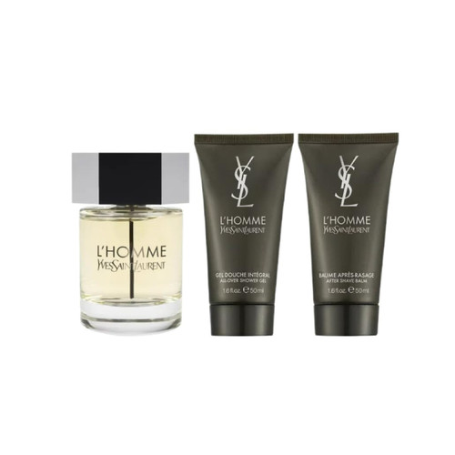 YSL L'HOMME 3 PCS SET FOR MEN: 3.4 EAU DE TOILETTE SPRAY + 1.6 SHOWER GEL + 1.6 SHOWER GEL