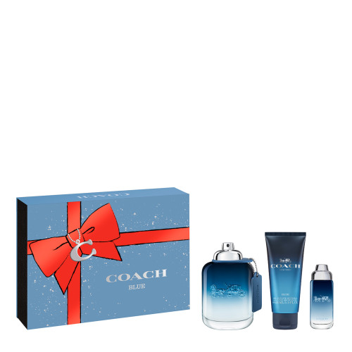 COACH BLUE 3 PCS SET FOR MEN: 3.3 EAU DE TOILETTE SPRAY + 0.5 EAU DE TOILETTE SPRAY + 3.3 ALL OVER SHOWER GEL