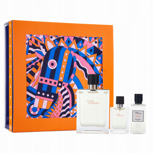 TERRE D'HERMES 3 PCS SET FOR MEN: 3.3 EAU DE TOILETTE SPRAY + 0.42 EAU DE TOILETTE SPRAY + 1.35 AFTER-SHAVE LOTION