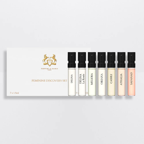 PARFUMS DE MARLY FEMININE DISCOVERY 7 PCS SET: 7X0.05 EAU DE PARFUM FOR WOMEN (DELINA / DELINA LA ROSEE / MELIORA / ORIANA / CASSILI / ATHALIA / SAFANAD) PARFUMS DE MARLY FEMININE DISCOVERY 7 PCS SET: 7X0.05 EAU DE PARFUM FOR WOMEN (DELINA / DELINA LA ROSEE / MELIORA / ORIANA / CASSILI / ATHALIA / SAFANAD)