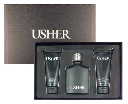 USHER 3 PCS SET FOR MEN: 3.4 EDT SP + 3.4 SHOWER GEL + 3.4 AFTER SHAVE BALM