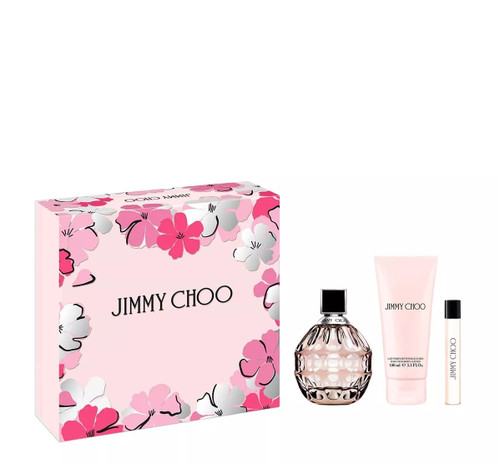 JIMMY CHOO 3 PCS SET FOR WOMEN: 3.3 EAU DE PARFUM + 0.25 EAU DE PARFUM + 3.3 BODY LOTION