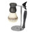 ACCA KAPPA SHAVING SET WITH STAINLESS STEEL STAND IN BLACK: SYNTHETIC SHAVING BRUSH + "MACH 3" RAZOR