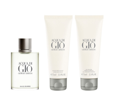 ACQUA DI GIO 3 PCS SET FOR MEN: 3.4 EDT SP + 2.5 AFTER SHAVE BALM + 2.5 ...