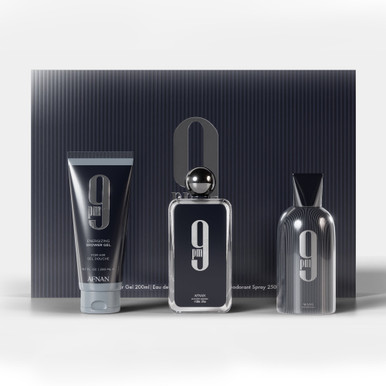 AFNAN AFNAN 9PM 3 PCS SET FOR MEN: 3.4 EAU DE PARFUM SPRAY + 5 OZ DEODORANT SPRAY + 5 OZ SHOWER GEL
