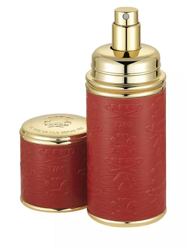 Creed Travel Spray Case 香水ボトル ブルー　美品 CREED 1.7 REFILLABLE TRAVEL SPRAY CASE RED WITH GOLD TRIM