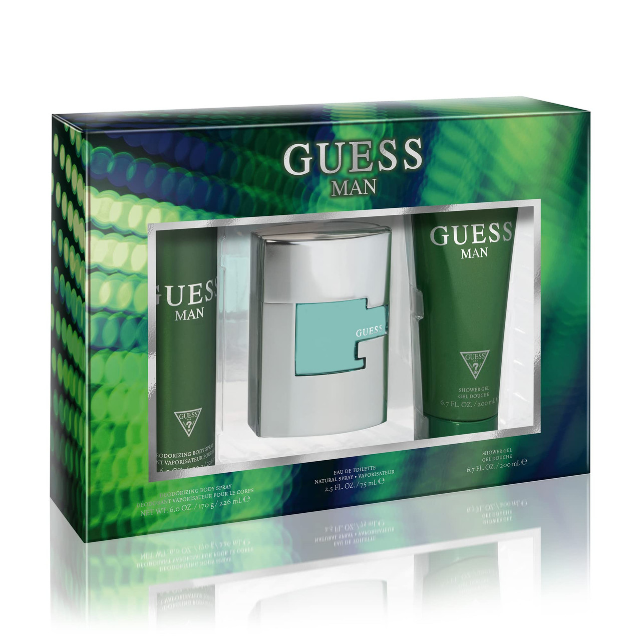 GUESS 3 PCS SET FOR MEN: 2.5 EAU DE TOILETTE SPRAY + 6 OZ BODY SPRAY + 6.7 SHOWER GEL