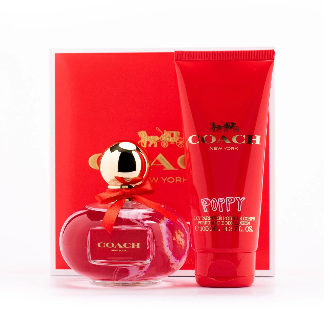 COACH POPPY 2 PCS SET FOR WOMEN: 1 OZ EAU DE PARFUM SPRAY + 3.3 BODY LOTION.