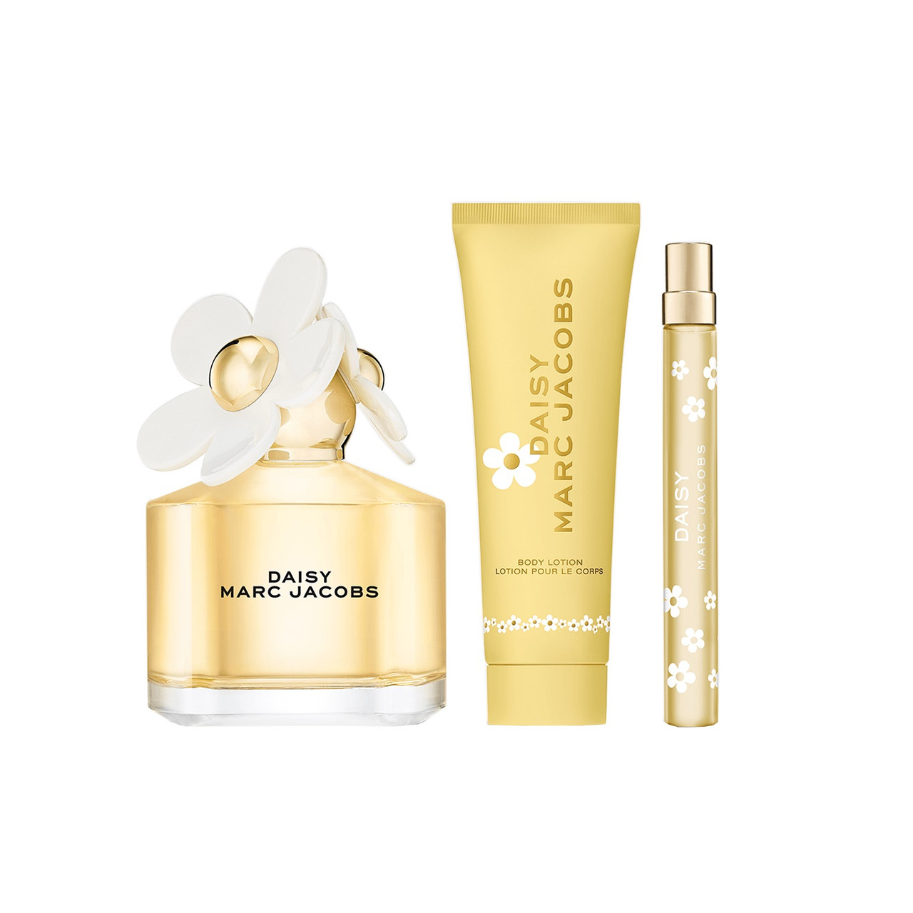 MARC JACOBS DAISY 3 PCS SET: 3.3 EAU DE TOILETTE SPRAY + 0.33 OZ EAU DE TOILETTE SPRAY + 2.5 BODY LOTION