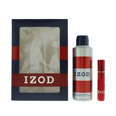 IZOD RED 2 PCS GIFT SET FOR MEN: 0.5 EAU DE TOILETTE TRAVEL SPRAY + 6.8 ...