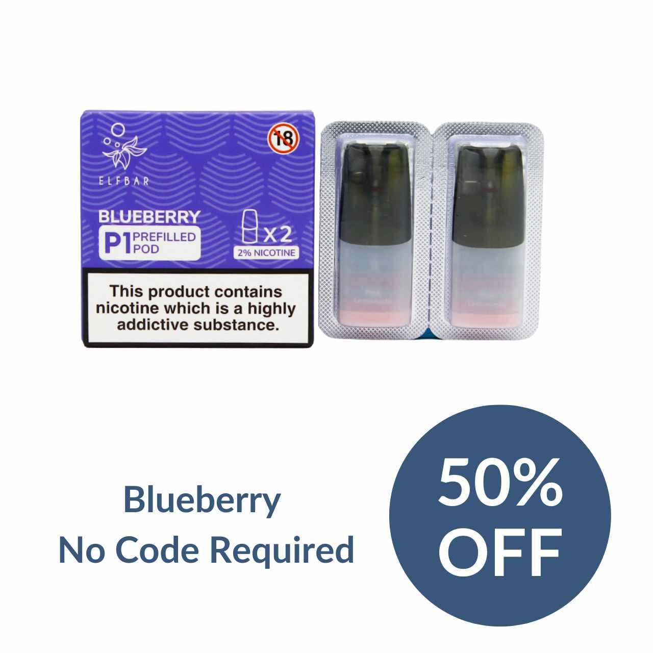 Elf Bar Prefilled P1 Pods - Blueberry Sale at £2.47!