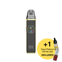 Oxva Xlim Pro 2 With Roundel Showing Free E-Liquid Offer on a White Background