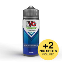IVG 100ml shortfill vape juice blue raspberry ice on a white background