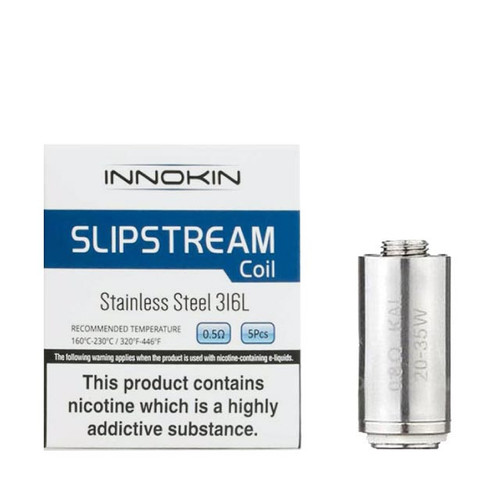 Innokin Slipstream 0.5 Ohm 316L Stainless Steel coil rated at 20 to 35 Watts