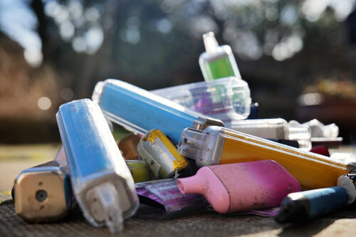 Used dispossbles on the ground