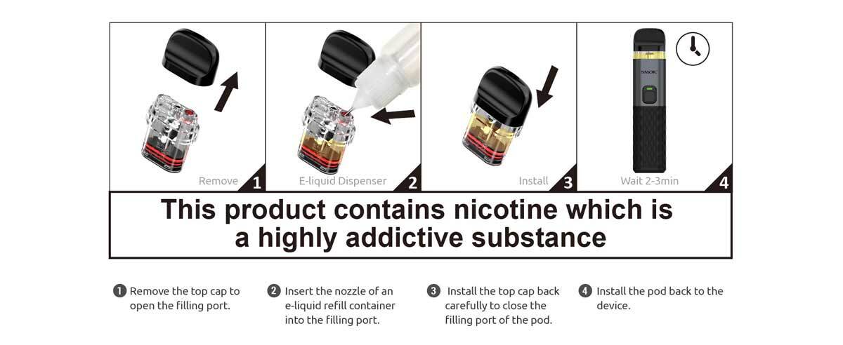 Instructions tow to fill and prime Smok Novo 2X Pods 