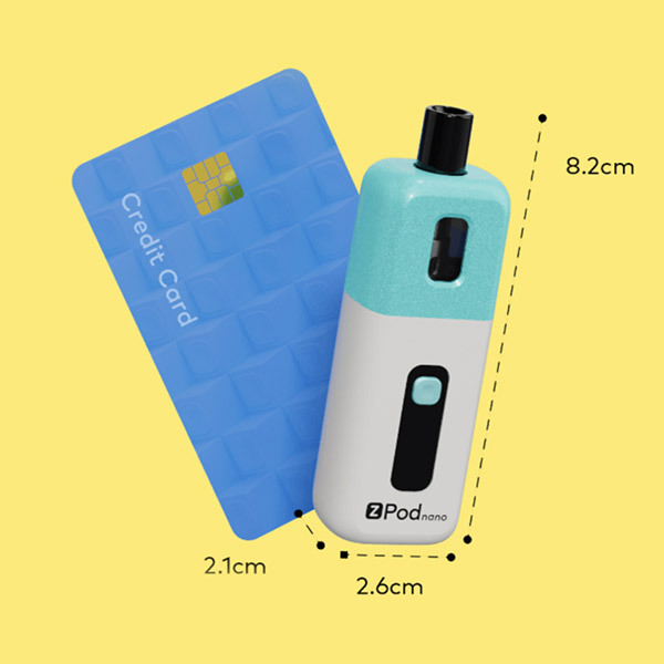 Innokin Z Pod Nano Alongside a Credit Card as Size Comparison